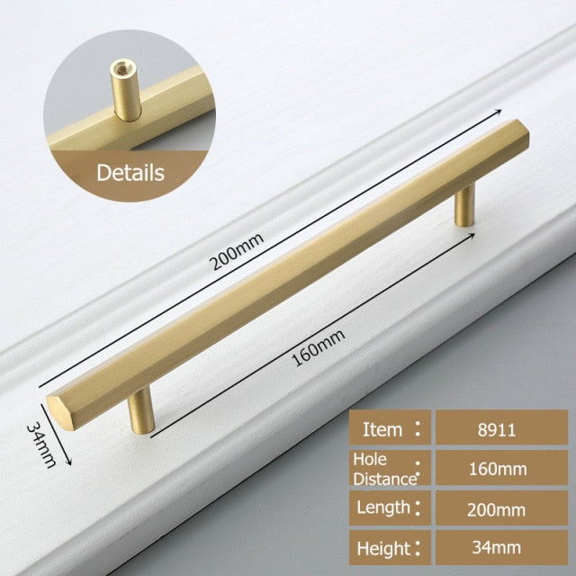 HexaTop Brass Cabinet Knobs and Handles - CTC 160mm - Level Decor