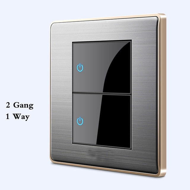 LED Stainless Steel 1-4 G, 1 & 2 Way Switch - 2Gang 1Way - Level Decor