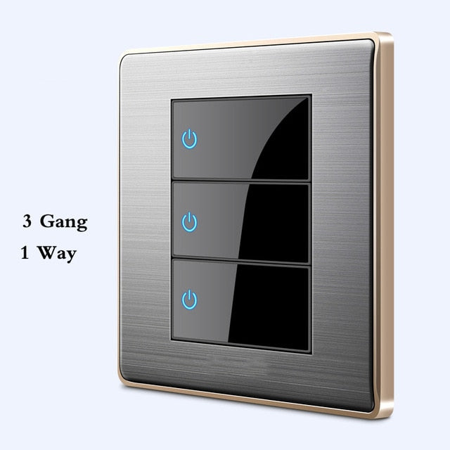 LED Stainless Steel 1-4 G, 1 & 2 Way Switch - 3Gang 1Way - Level Decor