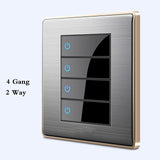 LED Stainless Steel 1-4 G, 1 & 2 Way Switch - 4Gang 2Way - Level Decor