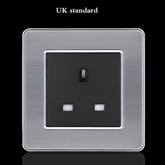LED Stainless Steel 1-4 G, 1 & 2 Way Switch - UK socket - Level Decor