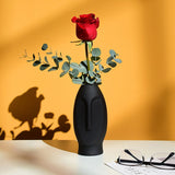 White Black Abstract Human Face Ceramic Vase - Level Decor