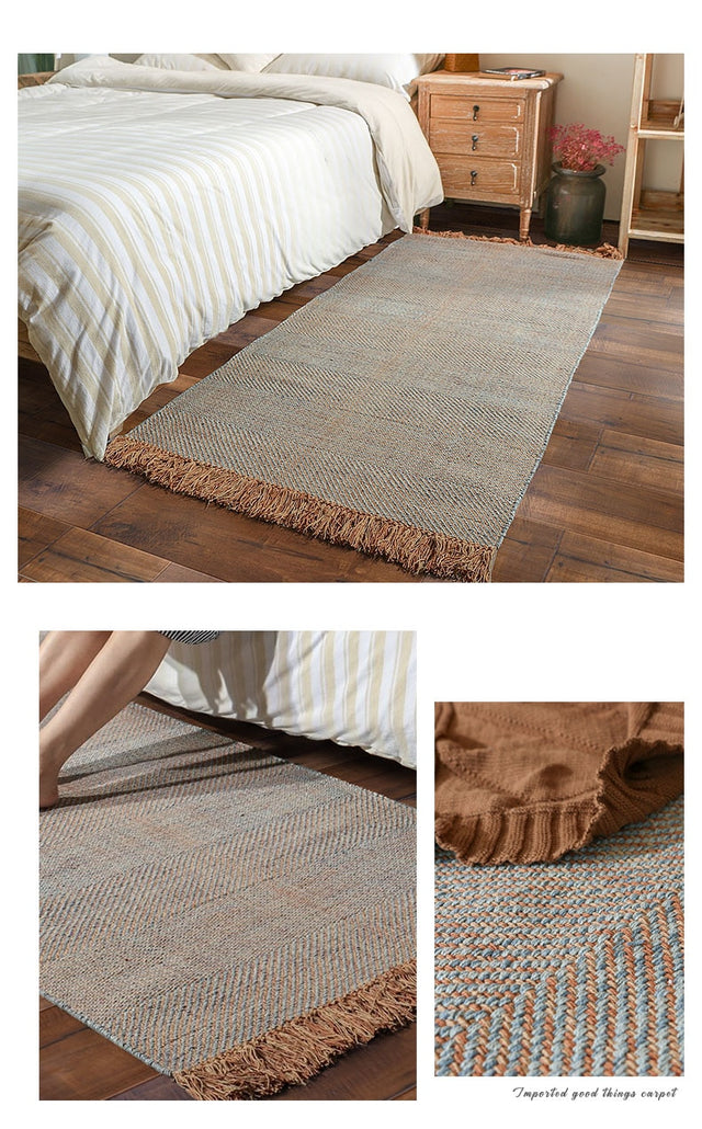 Nordic Bohemian Style Tassel Hand-Woven Rug - Imported from India - Level Decor