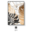 Nordic Golden Abstract Leaf Flower Canvas Painting - 45x60cm (No frame) / D - Level Decor