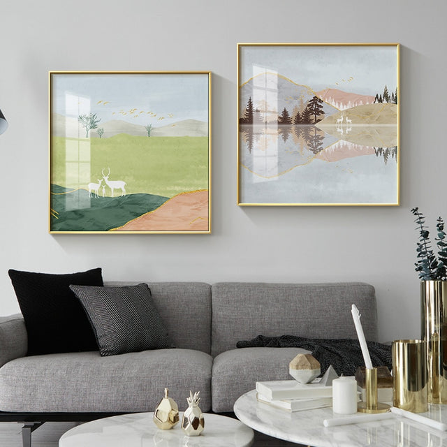 Nordic Abstract Four Seasons Canvas Painting - Level Decor