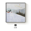 Nordic Abstract Four Seasons Canvas Painting - 60x60cm (No frame) / Winter - Level Decor