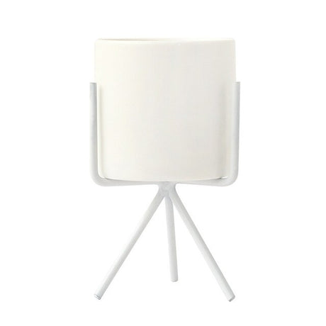 Minimalist Nordic Style Ceramic Iron Art Vase - White M - Level Decor