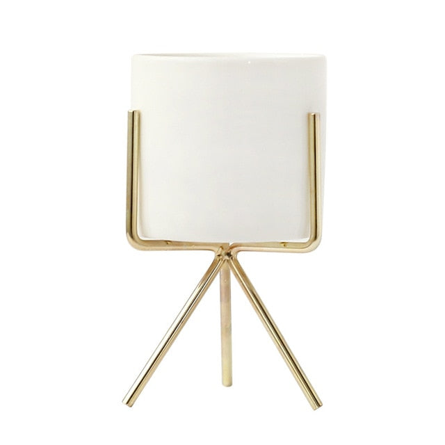 Minimalist Nordic Style Ceramic Iron Art Vase - Gold M - Level Decor