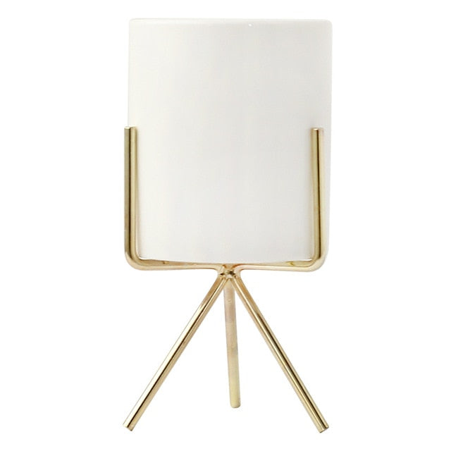 Minimalist Nordic Style Ceramic Iron Art Vase - Gold L - Level Decor