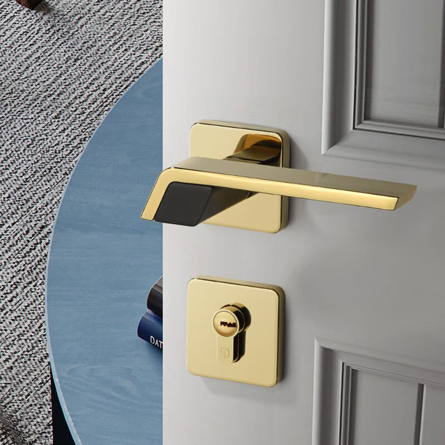 Modern Gold Door Lock - Solid Wood - Level Decor
