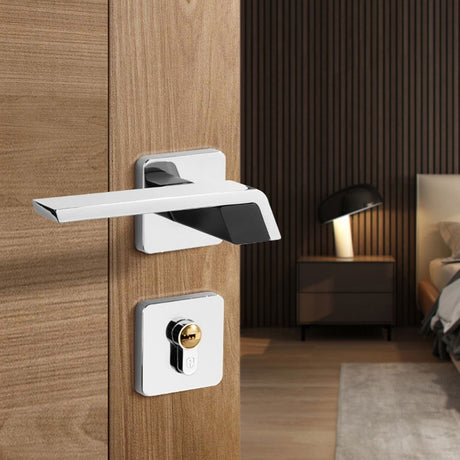 Modern Gold Door Lock - Solid Wood - Level Decor