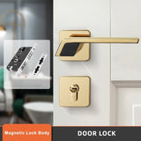 Modern Gold Door Lock - Solid Wood - Level Decor