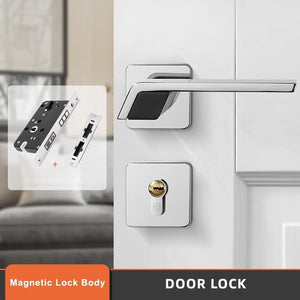 Modern Gold Door Lock - Solid Wood - Level Decor