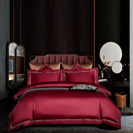Classic Shae Egyptian Cotton Duvet Cover Set - color 3 / Fitted Bed Sheet / King size 4pcs - Level Decor