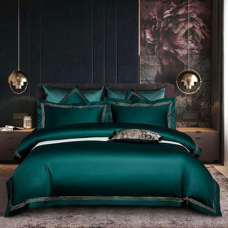 Classic Shae Egyptian Cotton Duvet Cover Set - color 6 / Fitted Bed Sheet / King size 4pcs - Level Decor