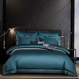 Classic Shae Egyptian Cotton Duvet Cover Set - color 9 / Fitted Bed Sheet / King size 4pcs - Level Decor