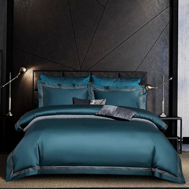 Classic Shae Egyptian Cotton Duvet Cover Set - color 9 / Fitted Bed Sheet / King size 4pcs - Level Decor