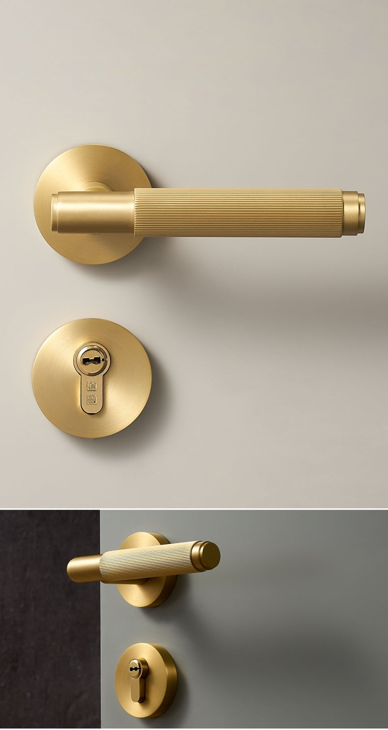 Modern Brass Door Lock Set - Level Decor