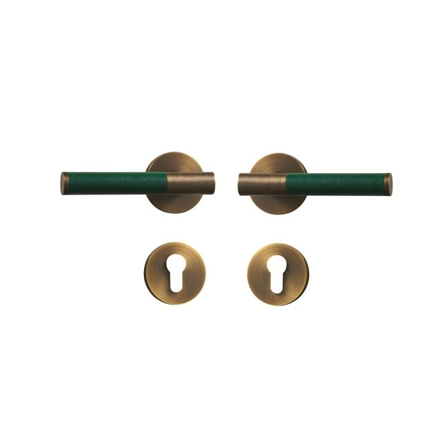 Italian Style Brass Leather/Wood Door Lock Set - Level Decor