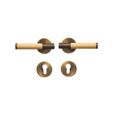 Italian Style Brass Leather/Wood Door Lock Set - Level Decor