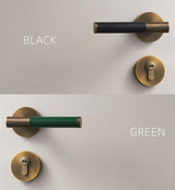 Italian Style Brass Leather/Wood Door Lock Set - Level Decor
