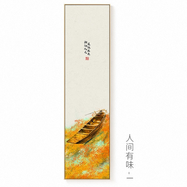 Chinese Style Natural Landscape Canvas Painting - 30x120cm (No frame) / I - Level Decor