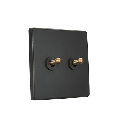 Dark Grey Retro 1-4 G, 2 Way Toggle Switch - 2 Gang - Level Decor