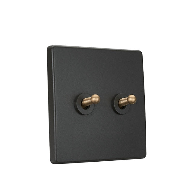 Dark Grey Retro 1-4 G, 2 Way Toggle Switch - 2 Gang - Level Decor