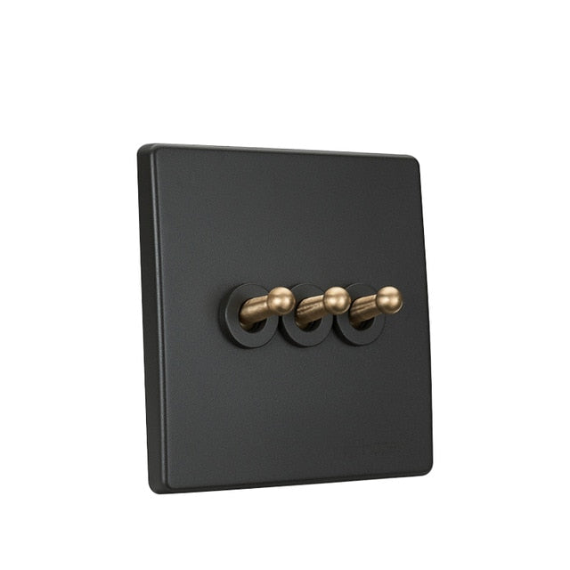 Dark Grey Retro 1-4 G, 2 Way Toggle Switch - 3 Gang - Level Decor