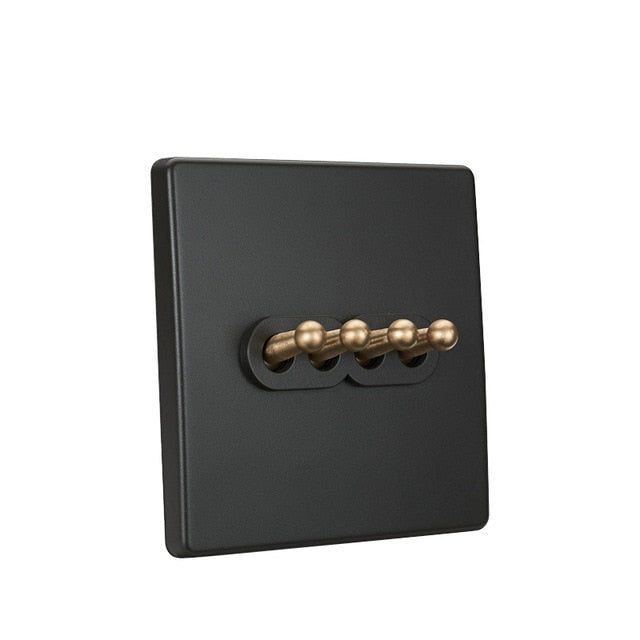 Dark Grey Retro 1-4 G, 2 Way Toggle Switch - 4 Gang - Level Decor