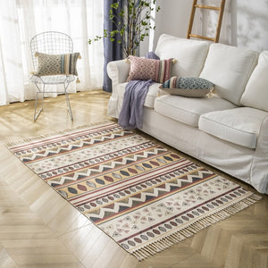 Boho Vintage Cotton and Linen Tassels Floor Rug - mageli / 1200mm x 1700mm - Level Decor