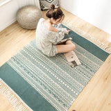 Boho Vintage Cotton and Linen Tassels Floor Rug - moerri / 1200mm x 1700mm - Level Decor