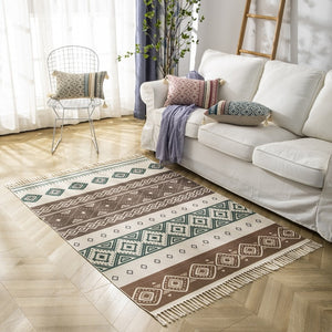 Boho Vintage Cotton and Linen Tassels Floor Rug - saliya / 1200mm x 1700mm - Level Decor