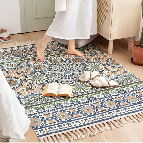 Boho Vintage Cotton and Linen Tassels Floor Rug - cuicanlv / 1200mm x 1700mm - Level Decor