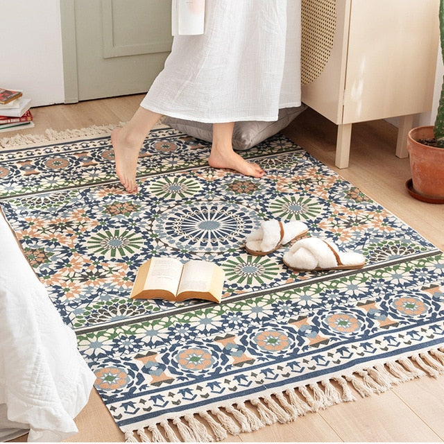 Boho Vintage Cotton and Linen Tassels Floor Rug - cuicanlv / 1200mm x 1700mm - Level Decor