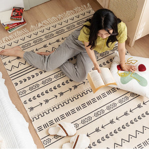 Boho Vintage Cotton and Linen Tassels Floor Rug - jianai / 1200mm x 1700mm - Level Decor