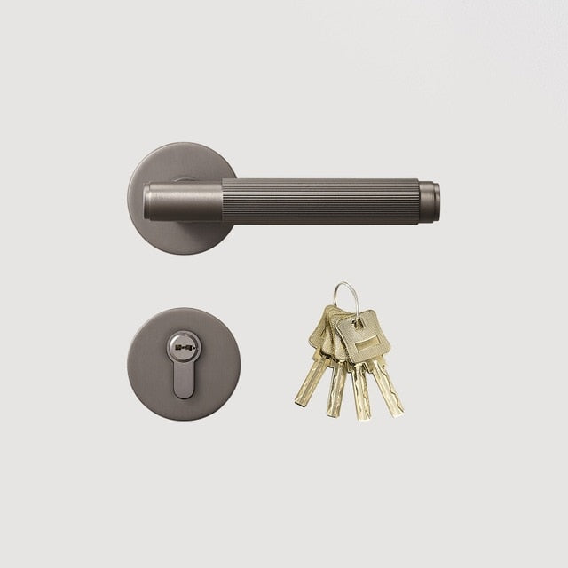 Modern Brass Door Lock Set - Grey - Level Decor