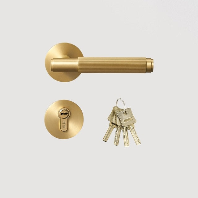 Modern Brass Door Lock Set - Gold - Level Decor