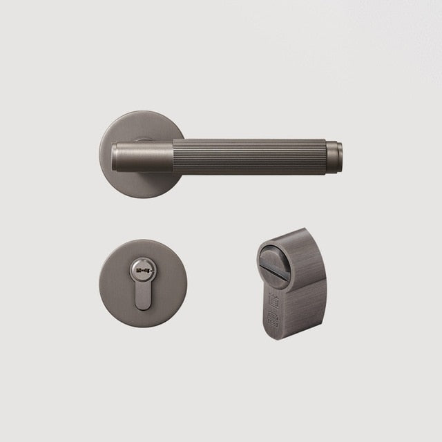 Modern Brass Door Lock Set - BK-Grey - Level Decor
