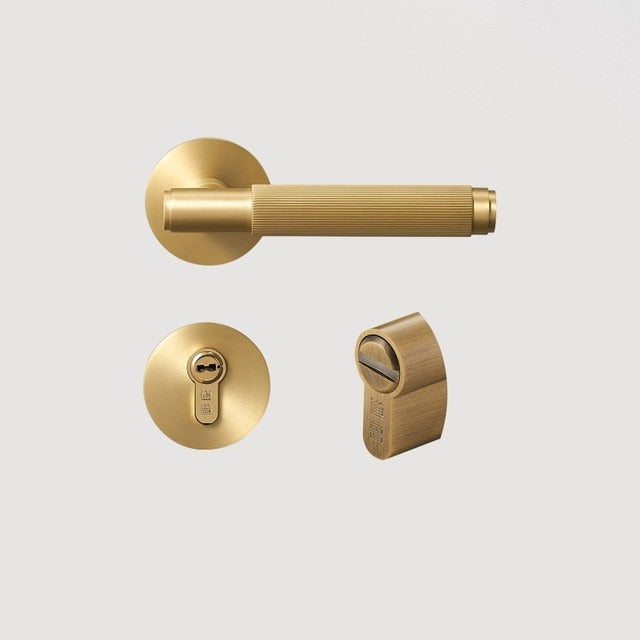 Modern Brass Door Lock Set - BK-Gold - Level Decor