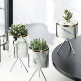 Nordic Marble Pattern Ceramic Iron Art Vase - Level Decor