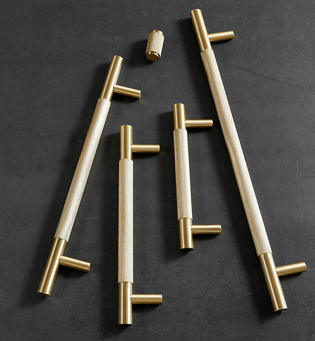 Nozzti Brass Textured Cabinet Handles - Level Decor