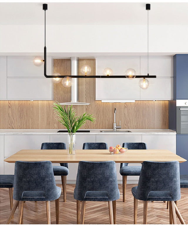 Stylish Metal And Glass Kitchen Island Chandelier Lamp - Level Decor