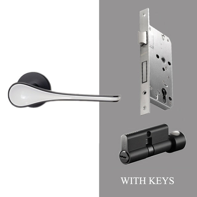 Sleek Two-Tone Door Handle - Black/White with Lock & Keys - Level Decor