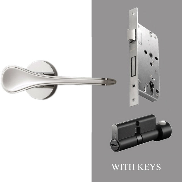 Sleek Two-Tone Door Handle - White/White with Lock & Keys - Level Decor