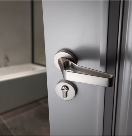 Contemporary Nickel Door Handle - Level Decor