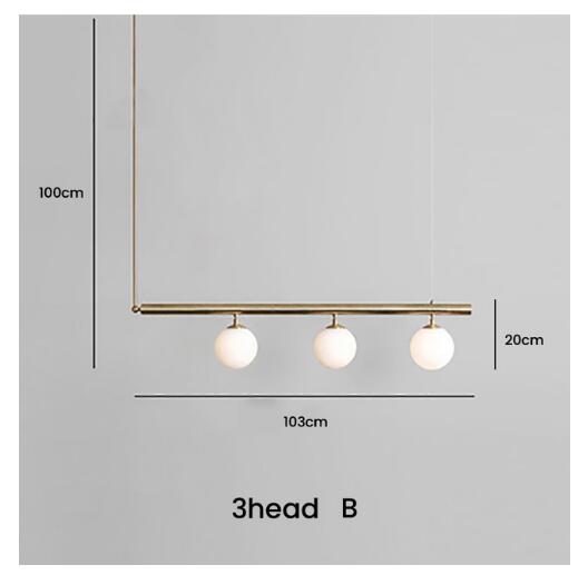 Designer Glass Ball Chandelier - 3 HEAD B / golden finish / Warm White - Level Decor