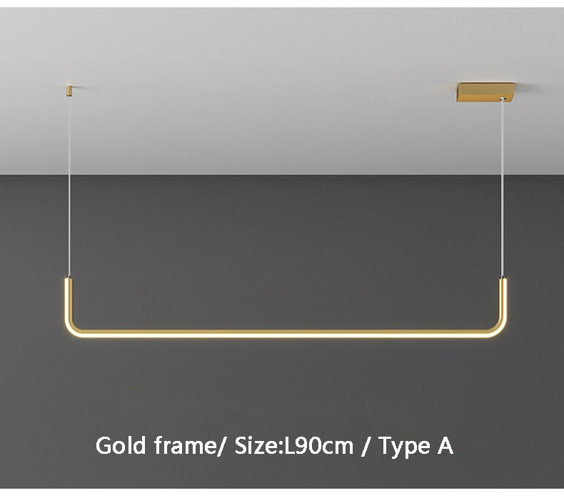 Minimalist Nordic Pendant Light - L90cm / Gold frame / Warm white - Level Decor