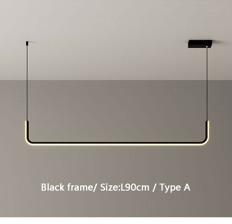 Minimalist Nordic Pendant Light - L90cm / Black frame / Warm white - Level Decor