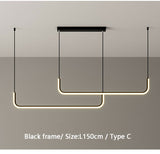Minimalist Nordic Pendant Light - L150cm / Black frame / With remote control - Level Decor